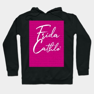 Mexican Pink Text W back Cat Frida Cathlo version of - Frida Kahlo Hoodie